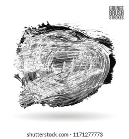Grey brush stroke and texture. Grunge vector abstract hand - painted element. Underline and border design.