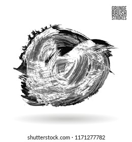 Grey brush stroke and texture. Grunge vector abstract hand - painted element. Underline and border design.