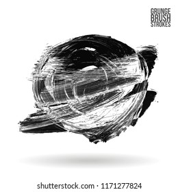 Grey brush stroke and texture. Grunge vector abstract hand - painted element. Underline and border design.