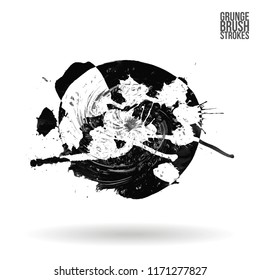 Grey brush stroke and texture. Grunge vector abstract hand - painted element. Underline and border design.