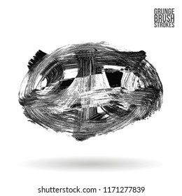 Grey brush stroke and texture. Grunge vector abstract hand - painted element. Underline and border design.