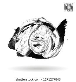 Grey brush stroke and texture. Grunge vector abstract hand - painted element. Underline and border design.