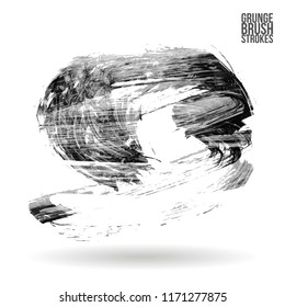 Grey brush stroke and texture. Grunge vector abstract hand - painted element. Underline and border design.