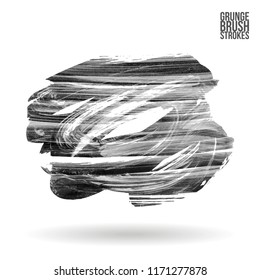 Grey brush stroke and texture. Grunge vector abstract hand - painted element. Underline and border design.