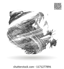 Grey brush stroke and texture. Grunge vector abstract hand - painted element. Underline and border design.
