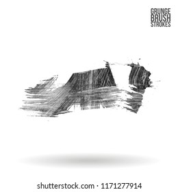 Grey brush stroke and texture. Grunge vector abstract hand - painted element. Underline and border design.