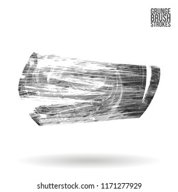 Grey brush stroke and texture. Grunge vector abstract hand - painted element. Underline and border design.