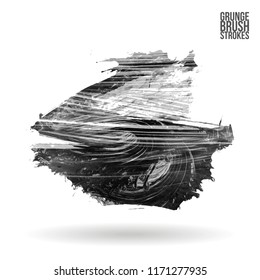 Grey brush stroke and texture. Grunge vector abstract hand - painted element. Underline and border design.