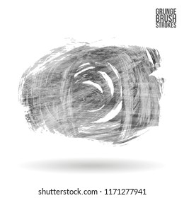 Grey brush stroke and texture. Grunge vector abstract hand - painted element. Underline and border design.