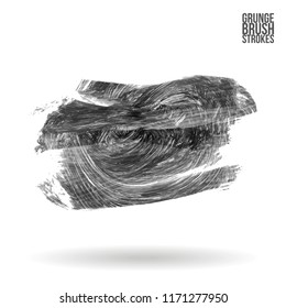 Grey brush stroke and texture. Grunge vector abstract hand - painted element. Underline and border design.