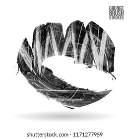 Grey brush stroke and texture. Grunge vector abstract hand - painted element. Underline and border design.