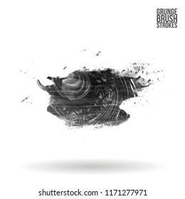 Grey brush stroke and texture. Grunge vector abstract hand - painted element. Underline and border design.