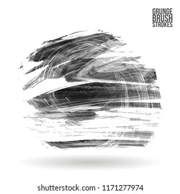 Grey brush stroke and texture. Grunge vector abstract hand - painted element. Underline and border design.