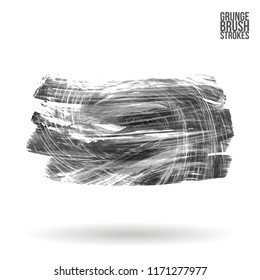 Grey brush stroke and texture. Grunge vector abstract hand - painted element. Underline and border design.