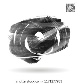 Grey brush stroke and texture. Grunge vector abstract hand - painted element. Underline and border design.