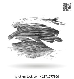 Grey brush stroke and texture. Grunge vector abstract hand - painted element. Underline and border design.