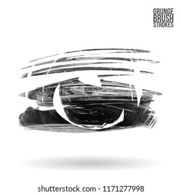Grey brush stroke and texture. Grunge vector abstract hand - painted element. Underline and border design.