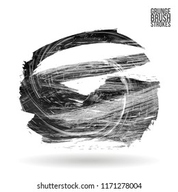 Grey brush stroke and texture. Grunge vector abstract hand - painted element. Underline and border design.