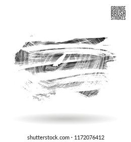 Grey brush stroke and texture. Grunge vector abstract hand - painted element. Underline and border design.