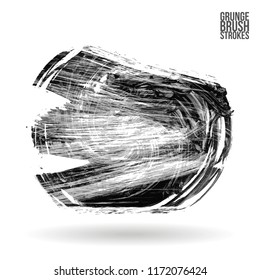 Grey brush stroke and texture. Grunge vector abstract hand - painted element. Underline and border design.