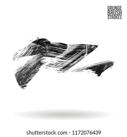 Grey brush stroke and texture. Grunge vector abstract hand - painted element. Underline and border design.