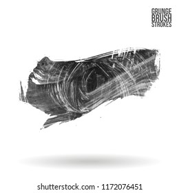 Grey brush stroke and texture. Grunge vector abstract hand - painted element. Underline and border design.