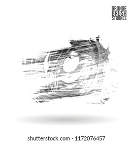 Grey brush stroke and texture. Grunge vector abstract hand - painted element. Underline and border design.