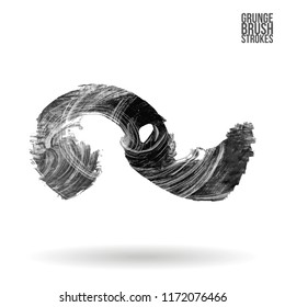 Grey brush stroke and texture. Grunge vector abstract hand - painted element. Underline and border design.