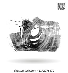 Grey brush stroke and texture. Grunge vector abstract hand - painted element. Underline and border design.