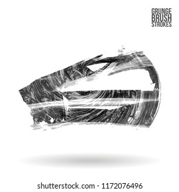 Grey brush stroke and texture. Grunge vector abstract hand - painted element. Underline and border design.
