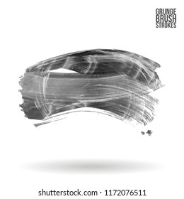 Grey brush stroke and texture. Grunge vector abstract hand - painted element. Underline and border design.