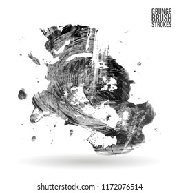 Grey brush stroke and texture. Grunge vector abstract hand - painted element. Underline and border design.