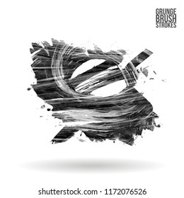 Grey brush stroke and texture. Grunge vector abstract hand - painted element. Underline and border design.