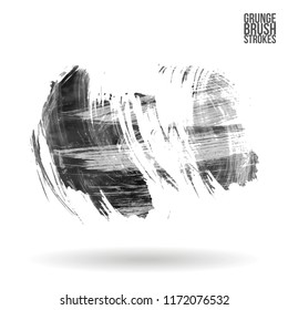 Grey brush stroke and texture. Grunge vector abstract hand - painted element. Underline and border design.