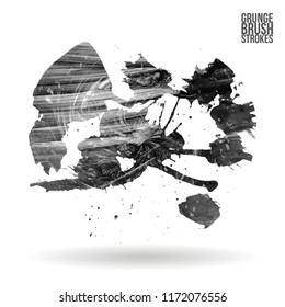 Grey brush stroke and texture. Grunge vector abstract hand - painted element. Underline and border design.