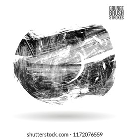 Grey brush stroke and texture. Grunge vector abstract hand - painted element. Underline and border design.