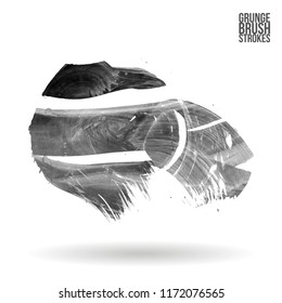 Grey brush stroke and texture. Grunge vector abstract hand - painted element. Underline and border design.