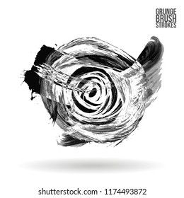 Grey  brush stroke and texture. Grunge vector abstract hand - painted element. Underline and border design.