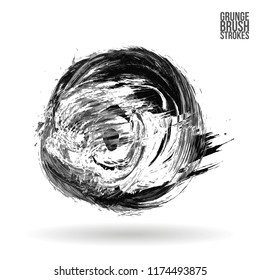 Grey  brush stroke and texture. Grunge vector abstract hand - painted element. Underline and border design.