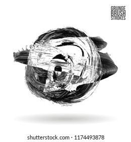 Grey  brush stroke and texture. Grunge vector abstract hand - painted element. Underline and border design.