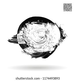 Grey  brush stroke and texture. Grunge vector abstract hand - painted element. Underline and border design.