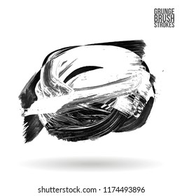 Grey  brush stroke and texture. Grunge vector abstract hand - painted element. Underline and border design.