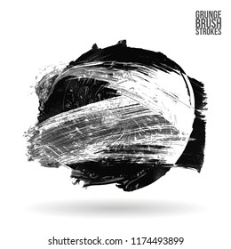 Grey  brush stroke and texture. Grunge vector abstract hand - painted element. Underline and border design.