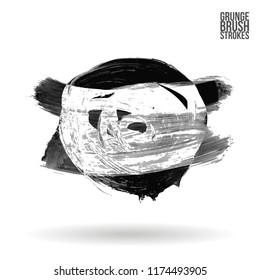 Grey  brush stroke and texture. Grunge vector abstract hand - painted element. Underline and border design.