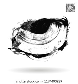 Grey  brush stroke and texture. Grunge vector abstract hand - painted element. Underline and border design.