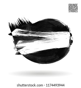 Grey  brush stroke and texture. Grunge vector abstract hand - painted element. Underline and border design.