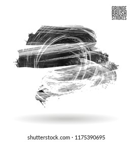 Grey  brush stroke and texture. Grunge vector abstract hand - painted element. Underline and border design.