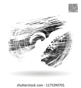 Grey  brush stroke and texture. Grunge vector abstract hand - painted element. Underline and border design.