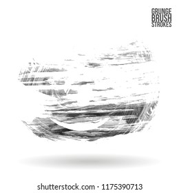 Grey  brush stroke and texture. Grunge vector abstract hand - painted element. Underline and border design.