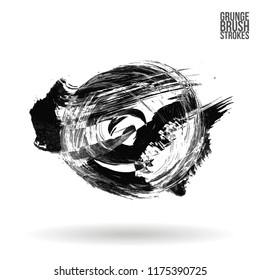 Grey  brush stroke and texture. Grunge vector abstract hand - painted element. Underline and border design.